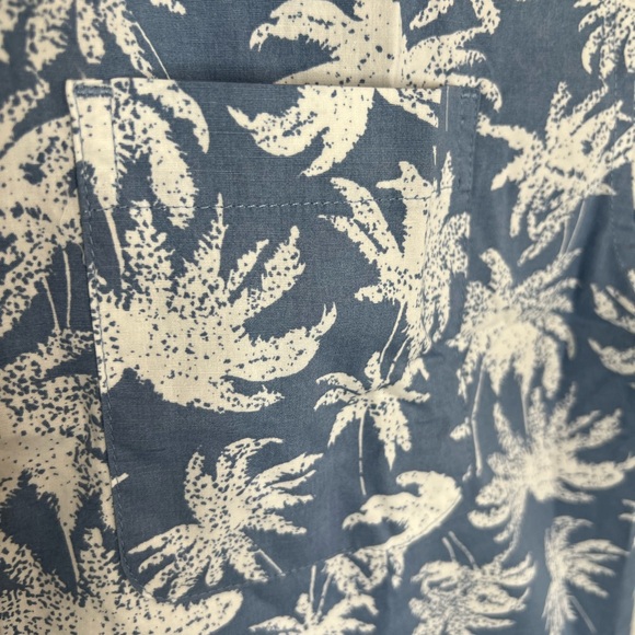 Jachs Blue White Tropical Palm Print Stretch Short Sleeve Button Up Shirt NEW M - Picture 4 of 14